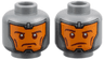 Minifigure, Head Dual Sided Balaclava, Orange Face, Dark Red Eyebrows and Cheek Lines, Determined / Raised Eyebrow Pattern