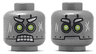Minifigure, Head Dual Sided Alien Robot with Silver Eyebrows, Lime Eyes, Scuff Marks, Angry Bared Teeth / Neutral Pattern
