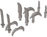 Minifigure, Weapon Pack Hooks, Knives, and Swords, 10 in Bag (Multipack)