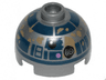 Brick, Round 2 x 2 Dome Top with Small Lavender Dots and Dark Blue with Dark Tan Dirt Stains Pattern (R2-D2)
