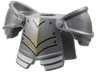 Minifigure Armor Breastplate with Leg Protection and Large Round Shoulder Pads with Gold Trim, Black Panel Lines and Rivets Pattern