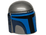 Minifigure, Headgear Helmet with Holes, SW Mandalorian with Blue and Dark Blue Visor and Black Detail Lines on Right Side Pattern