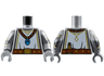 Torso White Surcoat, Reddish Brown Jewel Necklace and Belt, Gold Buckle and Trim Pattern / Flat Silver Arms with Armor and Chain Mail Pattern / Flat Silver Hands