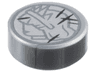 Tile, Round 1 x 1 with Dark Silver Lady Liberty Head Profile and Black Scratches on Silver Background Coin Pattern