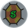 Tile, Round 1 x 1 with Green Letter S Snake on Gold and Copper Jewel with Black Outlines Pattern (HP Slytherin's Locket)