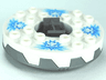 Turntable 6 x 6 x 1 1/3 Round Base Serrated with White Top and White Heads on Medium Blue Ice Shards Pattern (Ninjago Spinner)