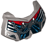 Large Figure Chest Armor Small with 6 White Bones, Dark Azure Pistons, and Silver Chain on Red and Silver Armor Plating Pattern