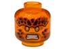 Minifigure, Head Black Stones on Forehead and Cheeks, Orange Eyes, White Teeth, Scowl Pattern