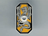 Minifigure, Shield Octagonal Long with Stud with Silver Dragon on Bright Light Orange Background Pattern