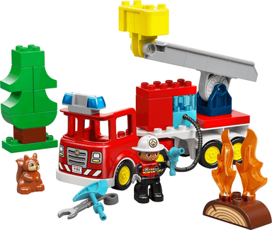 Fire Truck with Hose and Firefighter