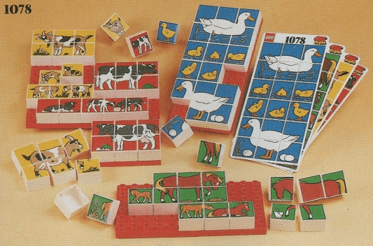 LEGO Animal Mosaic Puzzle - 72 elements, 4 Domestic Animals (1078-1) set, 1987