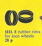LEGO Rubber Rims for Locomotive Wheels (1111-1) set, 1977