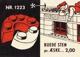 LEGO 2 x 2 & 2 x 4 Curved Bricks (1223-2) set, 1955