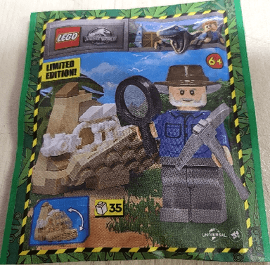 Alan with Dino Skeleton paper bag