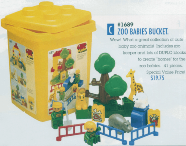LEGO Zoo Babies Bucket (1689-1) set, 1991