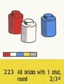 LEGO 1 x 1 Round Bricks (223-2) set, 1958