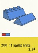 LEGO Sloping Roof Bricks, Red (280-1) set, 1959