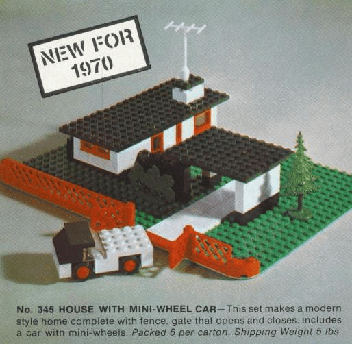 LEGO House with Mini Wheel Car (345-1) set, 1969