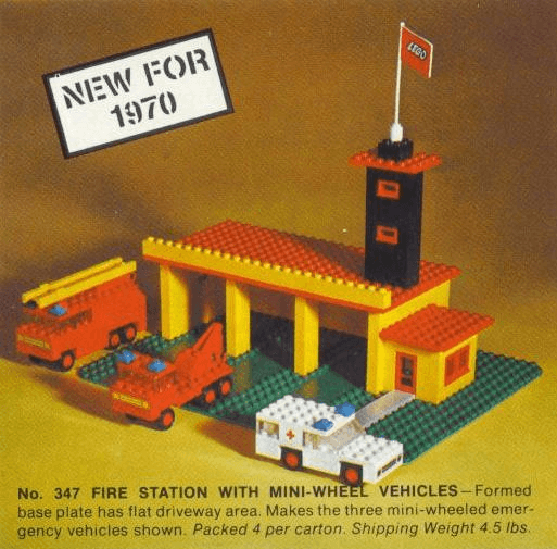 LEGO Fire Station with Mini Cars (347-1) set, 1970