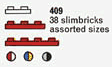 LEGO 38 Slimbricks Assorted Sizes (The Building Toy) (409-1) set, 1965