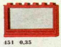 LEGO 1 x 6 x 3 Window, Red or White (451-1) set, 1966
