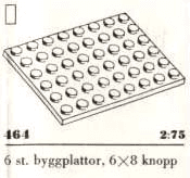 LEGO 6 x 8 Plates, White (464-1) set, 1966