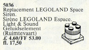 LEGO Space Siren, 2 x 2 (5036-1) set, 1987