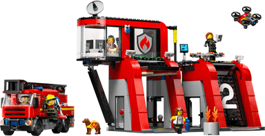 Fire Station with Fire Truck
