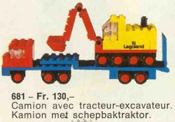 LEGO Low-Loader with 4 Wheel Excavator (681-1) set, 1971