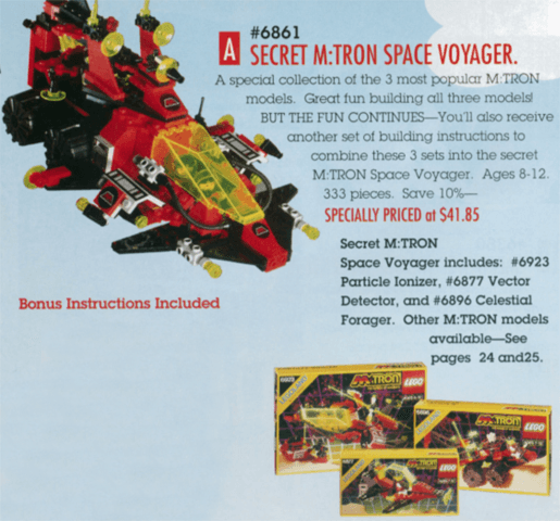 LEGO Space M:Tron Bundle Pack (Copack of Sets 6877, 6896, and 6923) - Secret M:Tron Space Voyager (6861-3) set, 1993