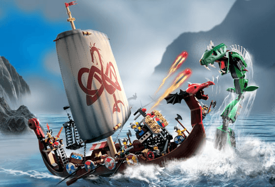 LEGO Viking Ship challenges the Midgard Serpent (7018-1) set, 2005