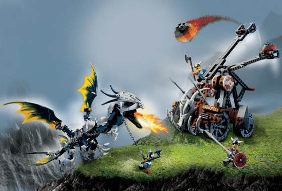 LEGO Viking Double Catapult vs. the Armoured Ofnir Dragon (7021-1) set, 2006