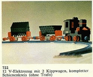 LEGO 12V Electric Train with 2 Wagons (722-2) set, 1970