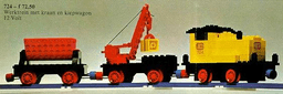 LEGO 12V Diesel Locomotive with Crane and Tipper Wagon (724-1) set