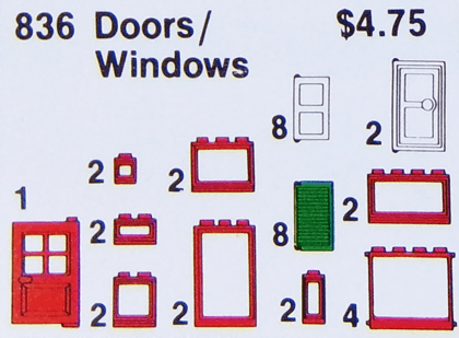 LEGO Doors and Windows Parts Pack (836-1) set, 1980