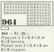 LEGO 10 building plates 2 x 8, 4 x 8, 6 x 8 (964-1) set