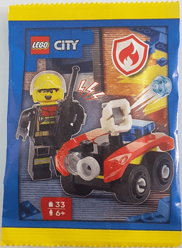 Firefighter with Fire Quad paper bag