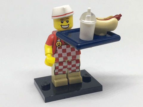 LEGO Hot Dog Vendor, Series 17 (Complete Set with Stand and Accessories) (col17-6) set, 2017