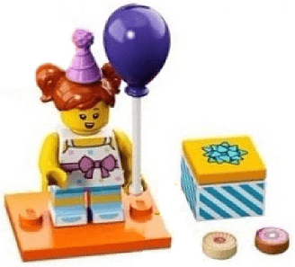 LEGO Birthday Party Girl, Series 18 (Complete Set with Stand and Accessories) (col18-6) set, 2018