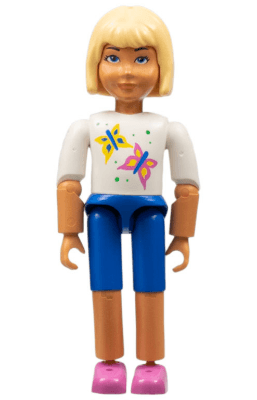 Belville Female - Blue Shorts, White Shirt with Butterflies Pattern, Light Yellow Hair