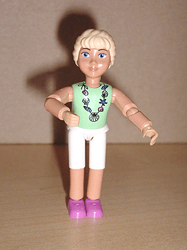 Belville Female - White Shorts, Light Green Shirt with Seashells Necklace, Long Light Yellow Braided Hair