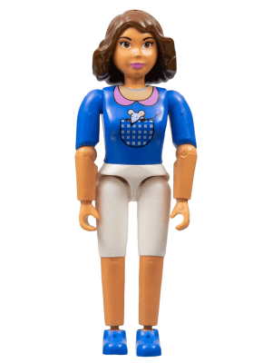 Belville Female, Adult Woman (Iris / Victoria) - White Shorts, Blue Top with Mouse in Pocket Pattern, Brown Hair, Blue Shoes (4140030)