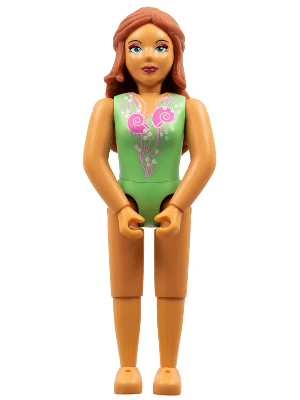 Belville Female, Adult Woman (Mermaid) - Medium Green Swimsuit with Bubbles and Seashells Pattern, Dark Orange Hair (4245146)