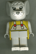 Fabuland Mouse - Marjorie Mouse, White Head and Legs / Overalls, Yellow Top