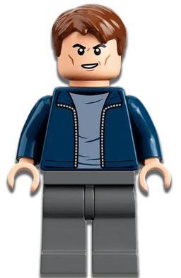 Security Guard - Male, Dark Blue Jacket, Dark Bluish Gray Legs, Reddish Brown Hair